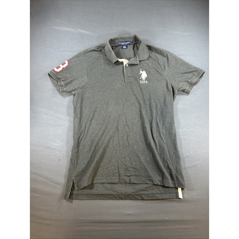 dark grey U.S. Polo Assn. short-sleeve polo shirt Size Large